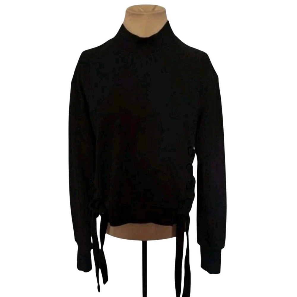 Romeo + Juliet Couture Black Mock Neck Lace Up Side Sweatshirt Medium
